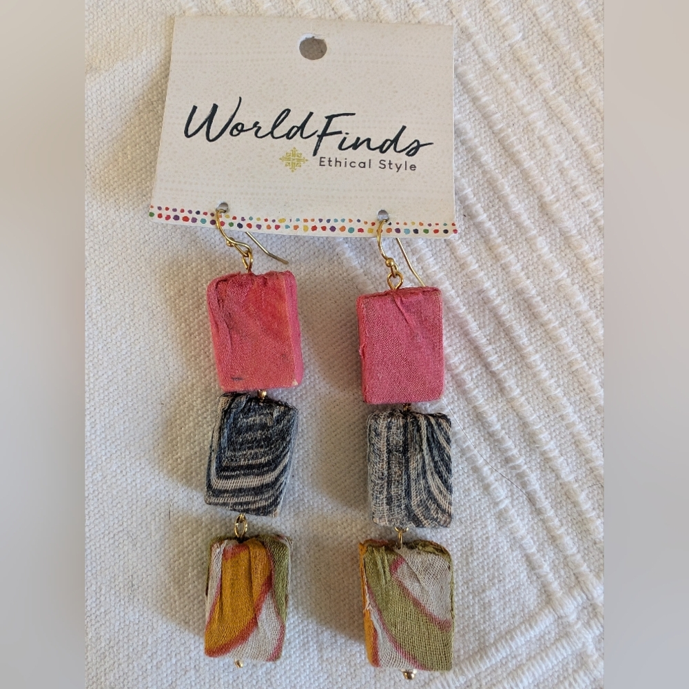 Kantha dangle earrings